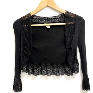 Cropped Vest with Lace, Silk Cotton, XS